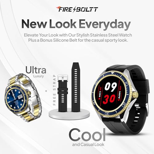 (Open Box) Fire-Boltt Quantum BSW088 Luxury & Sporty Stainless Steel Smartwatch, 1.28" Bluetooth Calling, 2 Looks in 1 Watch, High Resolution of 240 * 240 Px & TWS Connection