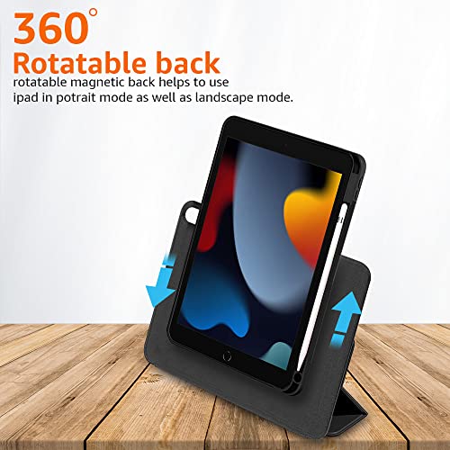 (OPEN BOX)AmazonBasics Smart Trifold Hard Matte Back Flip Stand Case Cover for Apple iPad 10.2 Cover iPad 9th Generation Cover 2021 8th Gen 2020 7th Gen 2019 Generation Case [Auto Sleep/Wake Case] - Black