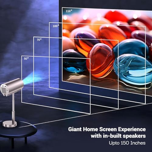 (Open Box) Lifelong Lightbeam Smart Projector for Home 4K Support, Native 720p HD Resolution, 2500 Lumen, Rotabable Design, Speaker, Android 11 with Built-in Apps (Netflix, Prime, Youtube) WiFi, 100''Max Display