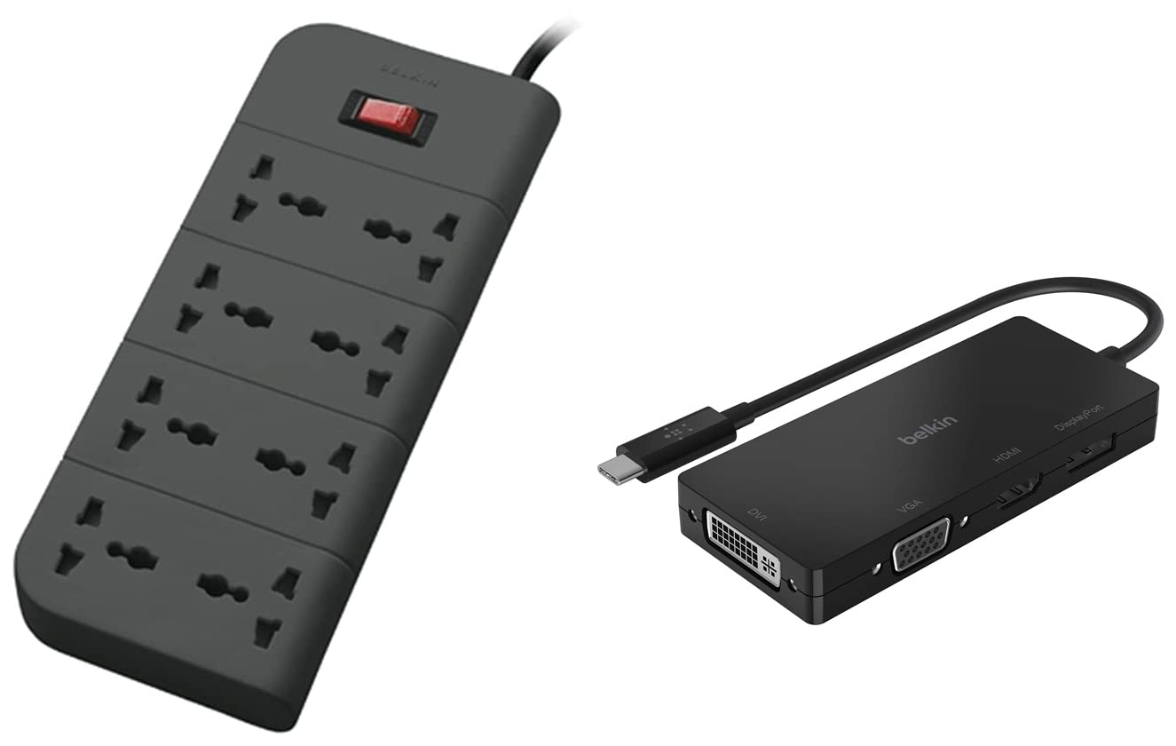 (Open Box) Belkin USB-C to VGA Adapter + Charge (Supports HD 1080p Video Resolution, 60W Pass-Through Power for Connected Devices) MacBook Pro VGA Adapter, Black