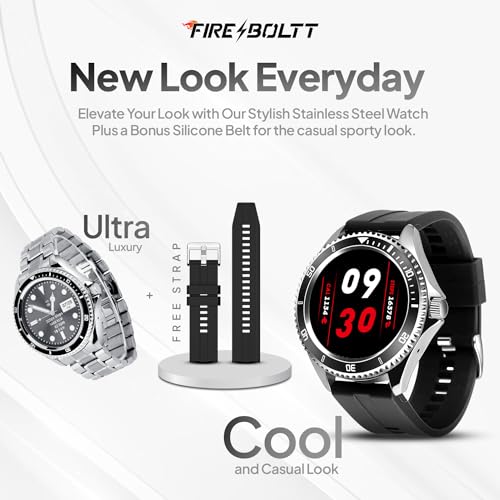 (Open Box) Fire-Boltt Quantum BSW088 Luxury & Sporty Stainless Steel Smartwatch, 1.28" Bluetooth Calling, 2 Looks in 1 Watch, High Resolution of 240 * 240 Px & TWS Connection