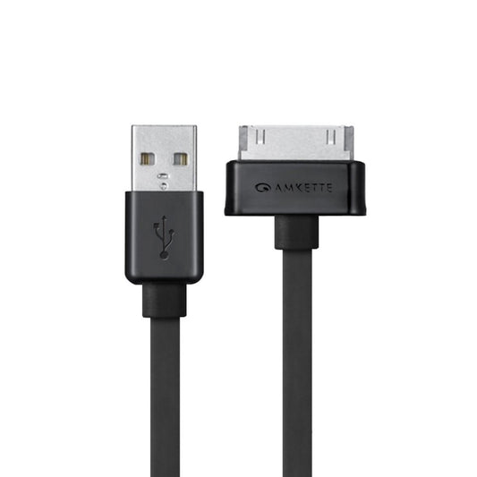 (Open Box) Amkette 30 Pin to USB Charging & Data Sync Cable for iPhone 3G/3GS/4/4s/iPad 1/2/3, iPod Nano 5th/6th Gen and iPod Touch 3rd/4th Gen -1.5m (Black)