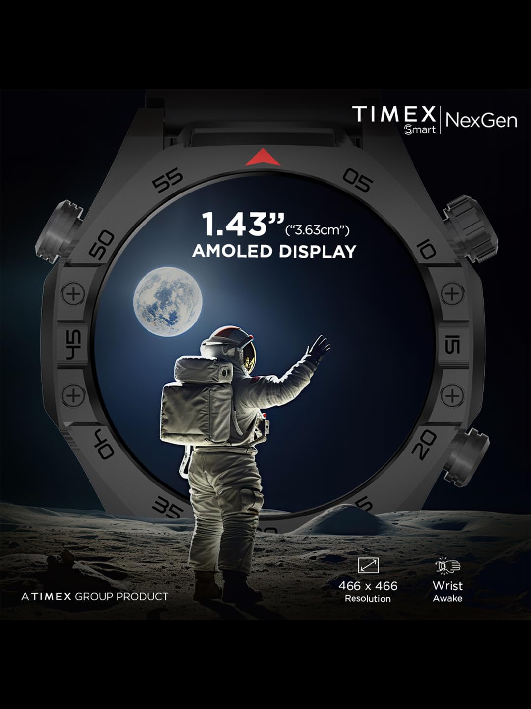 (Open Box) TIMEX Smart NexGen 1.43"(3.6cm) AMOLED Display with Functional Crown and BT Calling Smartwatch for Unisex - TWTXW702T