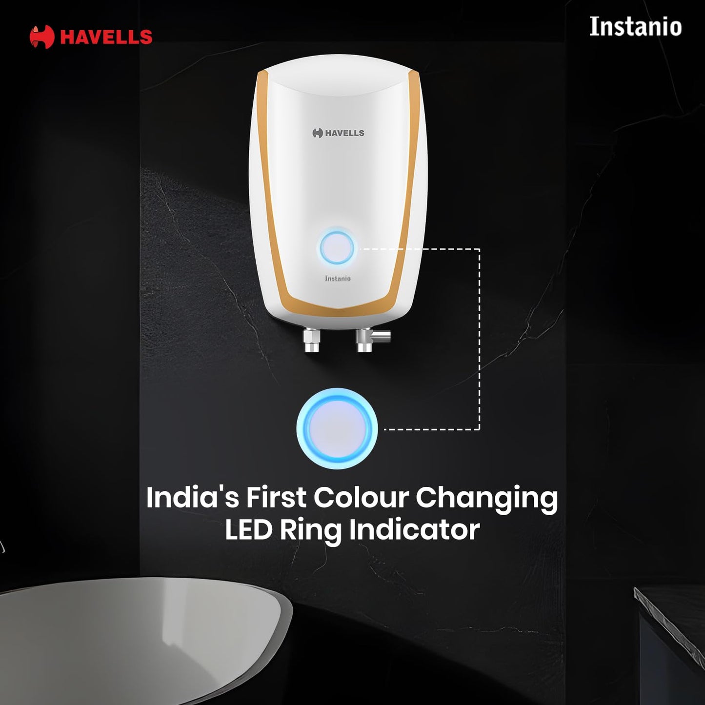 Havells Instanio 3-litre Instant Wall Mounted Water Heater (White/Blue)