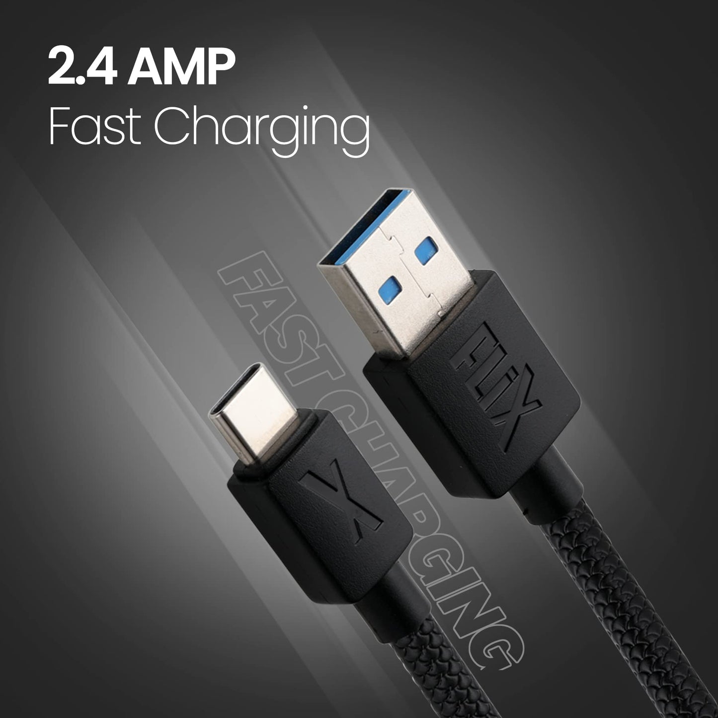 (Open Box)  FLiX (Beetel) USB to Type C PVC Data Sync & 2A Smartphone Fast Charging Cable, Made in India, 480Mbps Data Sync, Tough Cable, 1 Meter Long USB Cable for USB Type C Devices Black XCD-C12