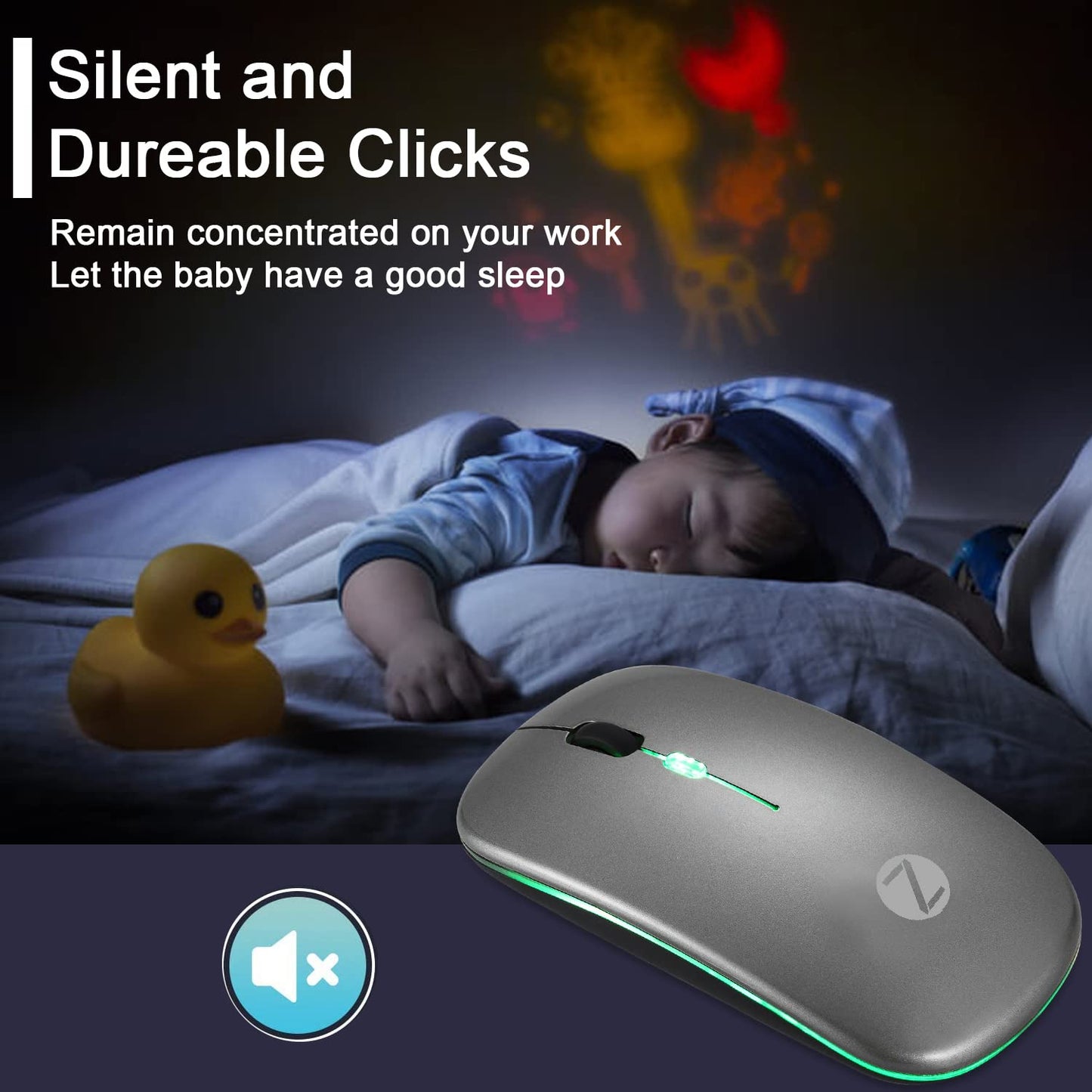 (Open Box) Zoook Blade Wireless Mouse -Rechargeable 7 Colour mice/ RGB Breathing Lights/ 3 DPI Levels/ Auto Shut Down/ Silent Click Technology/ 600 Mah Battery/ Light Weight/ Plug and Play (Black)