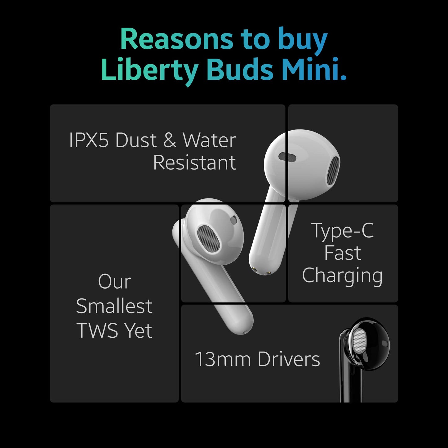 (Open Box) TAGG Newly Launched Liberty Buds Mini Truly Wireless in Ear Earbuds with Quad Mic, Fast Charge, Rich Bass, 13mm Dynamic Drivers