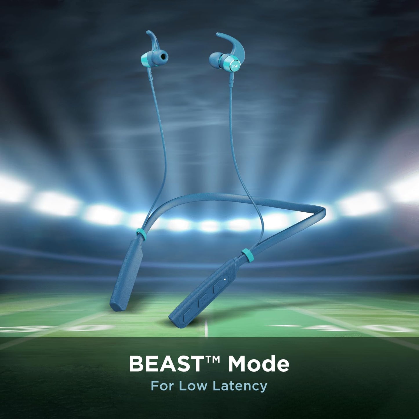 (Open Box) boAt Rockerz 235 Pro Wireless Bluetooth Neckband in Ear Earphone, Upto 20 hrs of Playtime, Beast Mode, Low Latency, IPX5 Water & Sweat Resistance, ENx Technology, Bluetooth v5.2(Furious Blue)