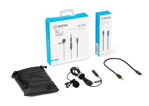 (Open Box) Boya by-M2 Clip-on Lavalier Microphone Lightning Port for iOS Devices Phone Tablet Recording V-Log Making Broadcasting