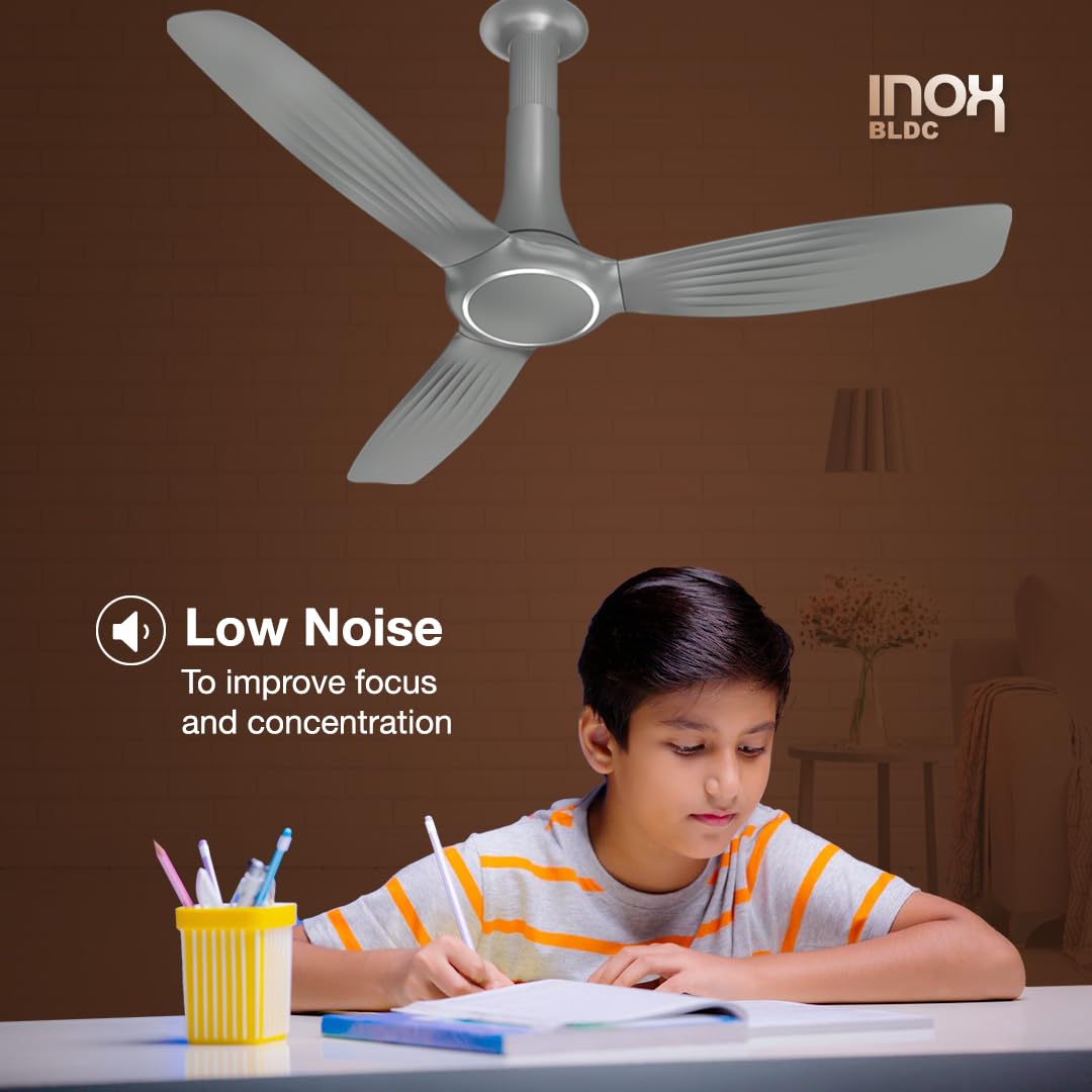 Havells 1200mm Inox BLDC Motor Ceiling Fan | Premium Look with RF Remote, 100% Copper, Upto 60% Energy Saving | Aerodynamic Ribbed Blades, Low Noise, Dust Resistant | (Pack of 1, Pearl White)