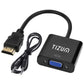 (Open Box)Tizum HDMI to VGA Adapter/Connector/Converter Cable 1080P (Male to Female) for Media Players, Xbox, Projector, Computer, Laptop, TV & More | Full HD Resolution | Compact Design | Black