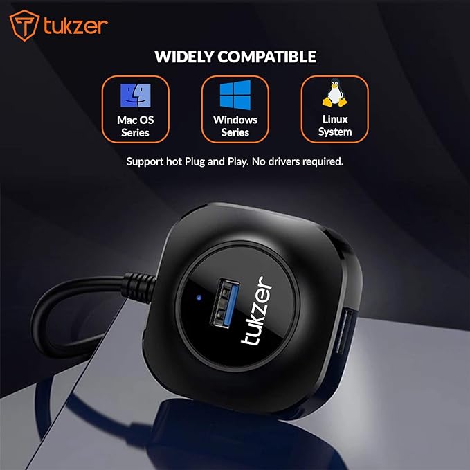 Open Usb Connector (Open Box) Tukzer USB C Hub Ultra-Slim USB-C Superspeed Adapter with 4 ...