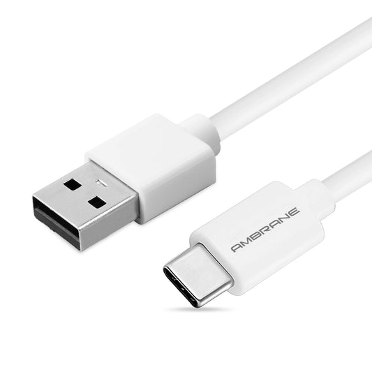 (Open Box) Ambrane ACT-2 2.4A Type C to USB A Fast Charging Cable for Type C Mobiles (2 Meter, 6.6 Feet) (White)