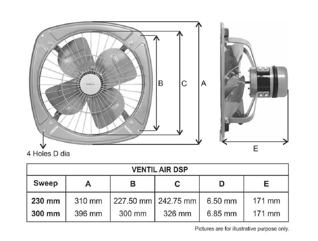 Havells Ventil Air Dxz 100mm Exhaust Fan| Duct Size: Ø3.9, Cut Out Size: Ø4.1, Watt: 18, Rpm: 2500, Air Delivery: 90, Suitable For Kitchen, Bathroom, And Office, Warranty: 2 Years (Black), 4 stars