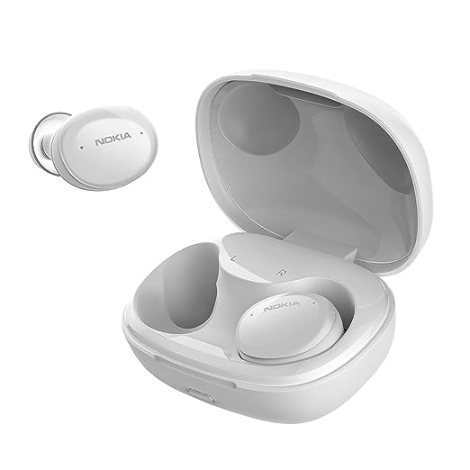 (open box) Nokia Comfort Earbuds (TWS-411-WH) Wireless Bluetooth Earbuds for Phone, Laptop and Tablet. Compatible with iOS and Anrdoid ‰ÛÒ IPX5 Waterproof ‰ÛÒ Up to 29 Hour Playtime ‰ÛÒ Compact Charging case