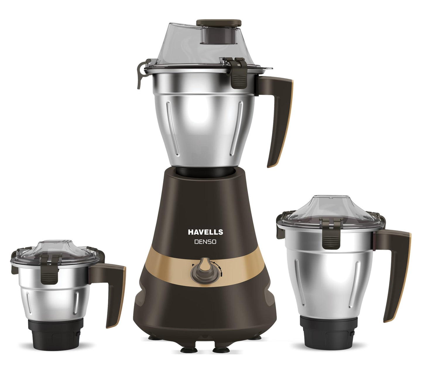 Havells Denso Heavy Duty 900 Watts 3 Jar Mixer Grinder | Ball Bearing Copper Motor | Large Break Resistant Alluminium Collar Jars with Flow Breaker | 2Yr Product & 5Yr Motor Manufacturer Warranty