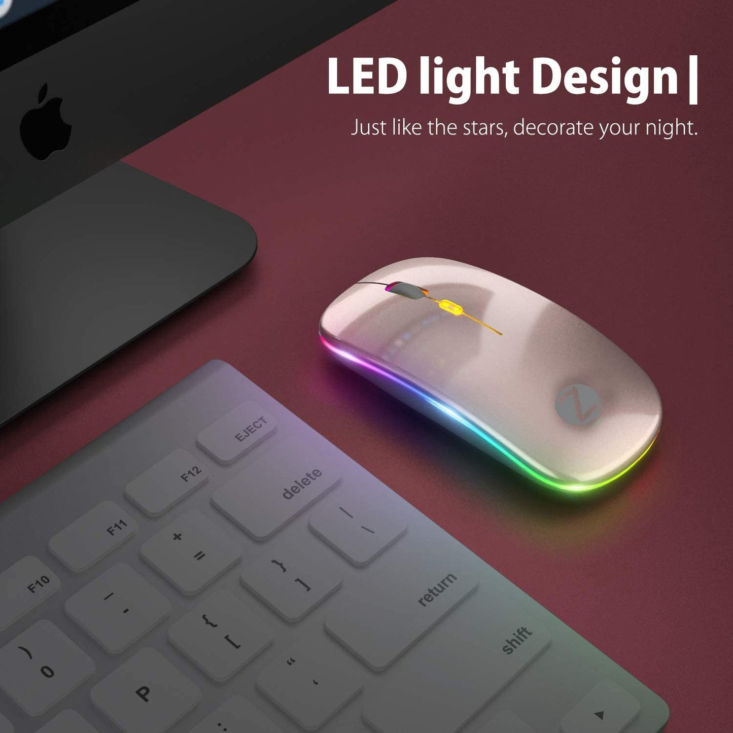 (Open Box) Zoook Blade Wireless Mouse -Rechargeable 7 Colour mice/ RGB Breathing Lights/ 3 DPI Levels/ Auto Shut Down/ Silent Click Technology/ 600 Mah Battery/ Light Weight/ Plug and Play (Black)