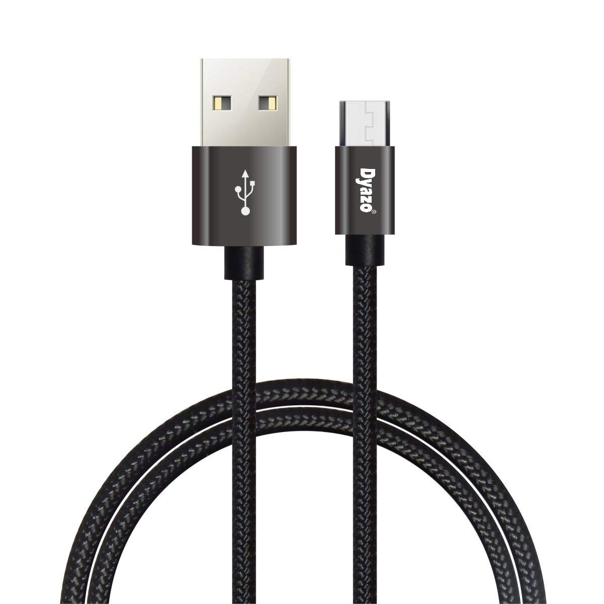 (Open Box)Dyazo 2.4 Amp Nylon Braided Fast Mobile Charging USB Cable/Cord/Taar IF Compliant Chip for All Micro USB Android Devices Support Charging and Sync (1 Meter Black)