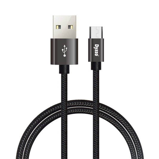 (Open Box)Dyazo 2.4 Amp Nylon Braided Fast Mobile Charging USB Cable/Cord/Taar IF Compliant Chip for All Micro USB Android Devices Support Charging and Sync (1 Meter Black)