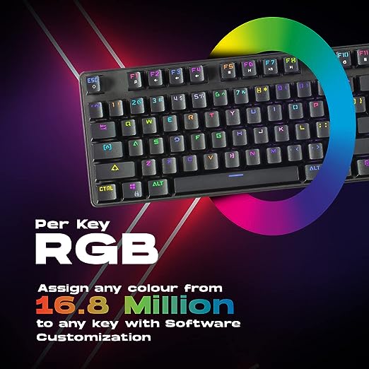 (OPEN BOX) Cosmic Byte CB-GK-34 Firefly Hot Swappable Per-Key RGB Ten-Keyless Keyboard with Outemu Red Switch, Macros, Software (Black)