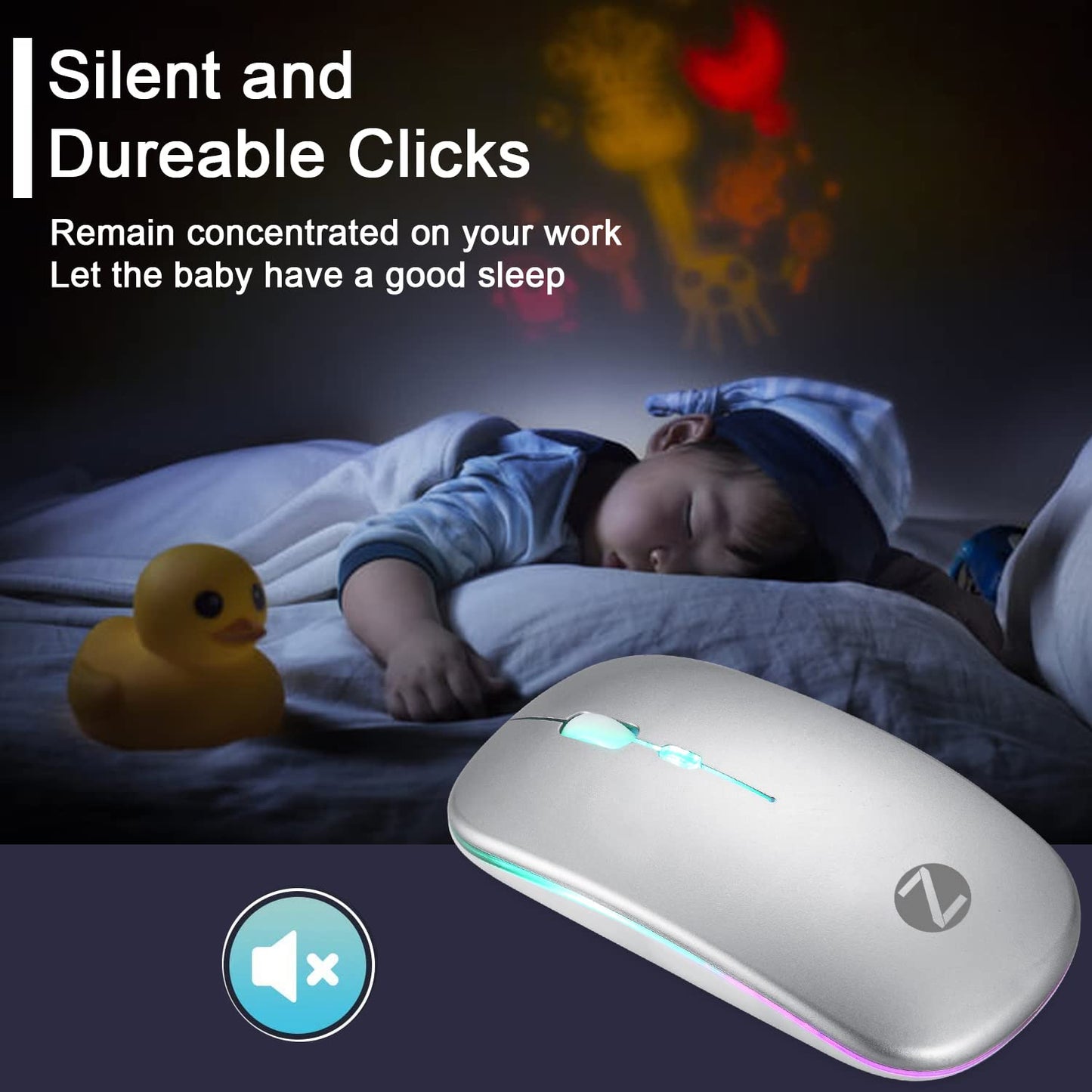 (Open Box) Zoook Blade Wireless Mouse -Rechargeable 7 Colour mice/ RGB Breathing Lights/ 3 DPI Levels/ Auto Shut Down/ Silent Click Technology/ 600 Mah Battery/ Light Weight/ Plug and Play (Black)