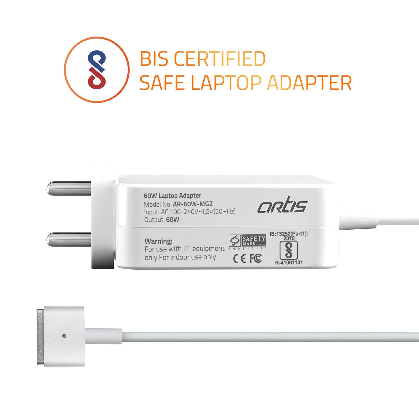 (Open Box) Artis AR-45W-MG2 45 Watts MG2 Laptop Adapter/Charger Compatible with MB Air 13” & MB Air 11” (14.5 V, 3.1 A) Connector: MG2 (T Tip Connector)