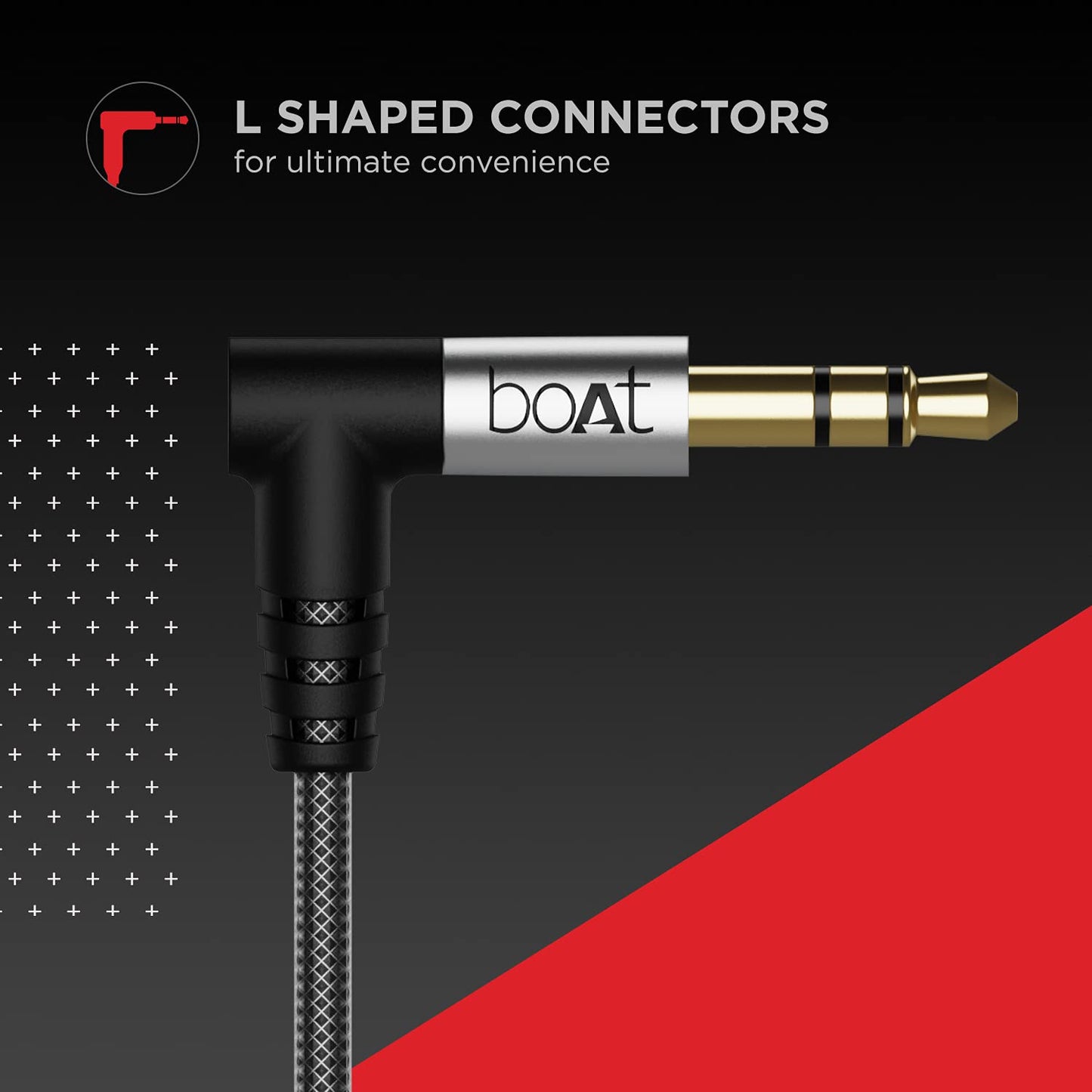 (Open Box) boAt Aux L500 with Gold Plated Tip, Premium Alloy Cover, Mesh Braiding, 1.5 m Tangle-Free 3.5 mm Cable(Silver)