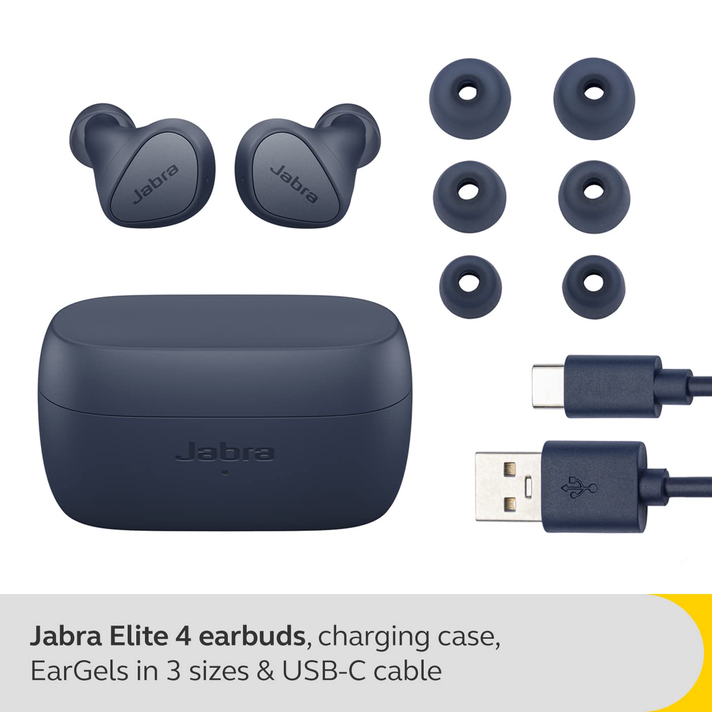 Jabra Elite 4 Wireless Earbuds, Active Noise Cancelling, Comfortable Bluetooth Earphones with Spotify Tap Playback, Google Fast Pair, Microsoft Swift Pair and Dual Pairing - Dark Grey