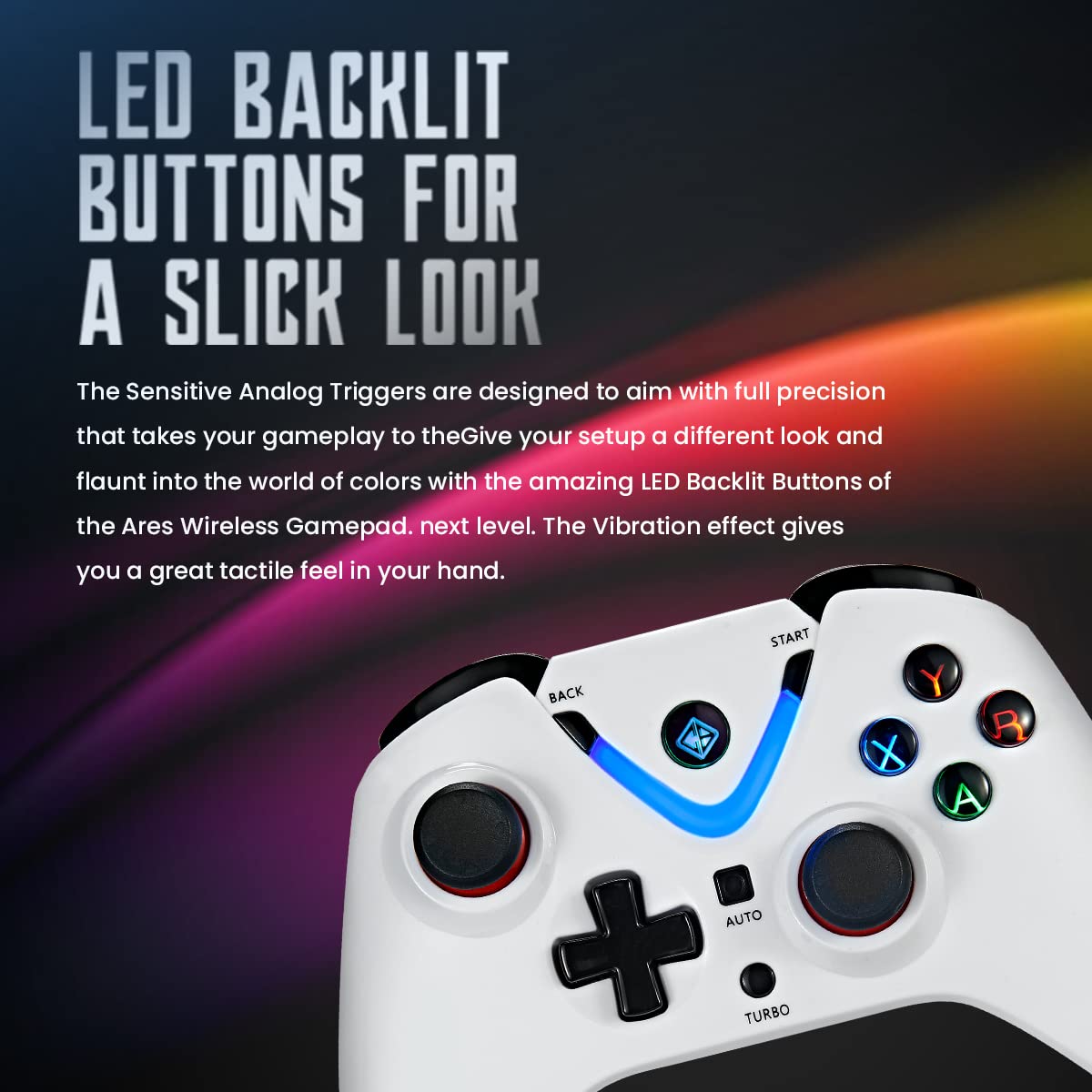 (Open Box) Cosmic Byte ARES Wireless Controller for PC, Magnetic Triggers, Accurate Joysticks, Dual Vibration, Backit LED Buttons, USB Extension Cable (Black)