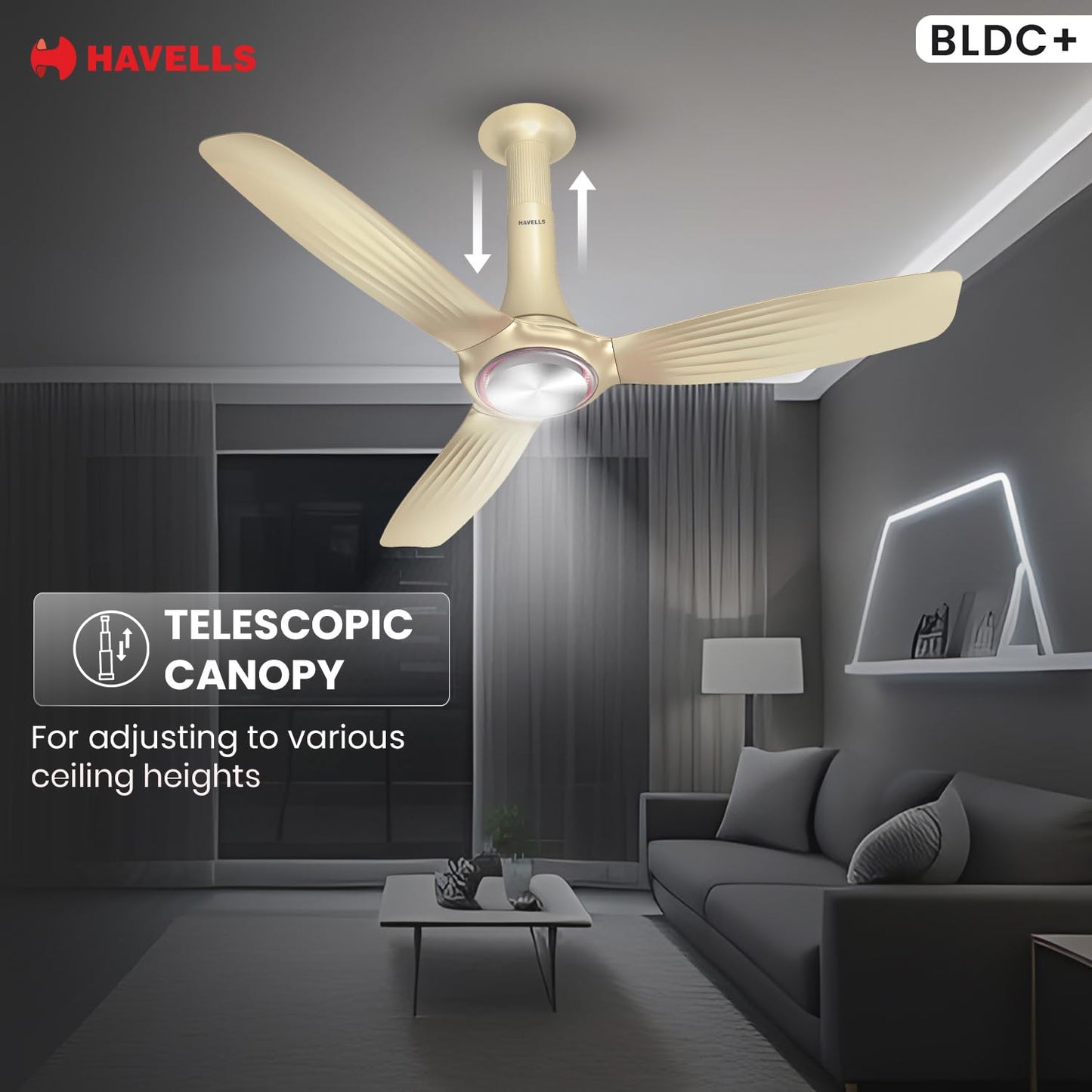 Havells 1200mm Inox BLDC Motor Ceiling Fan | Premium Look with RF Remote, 100% Copper, Upto 60% Energy Saving | Aerodynamic Ribbed Blades, Low Noise, Dust Resistant | (Pack of 1, Pearl White)