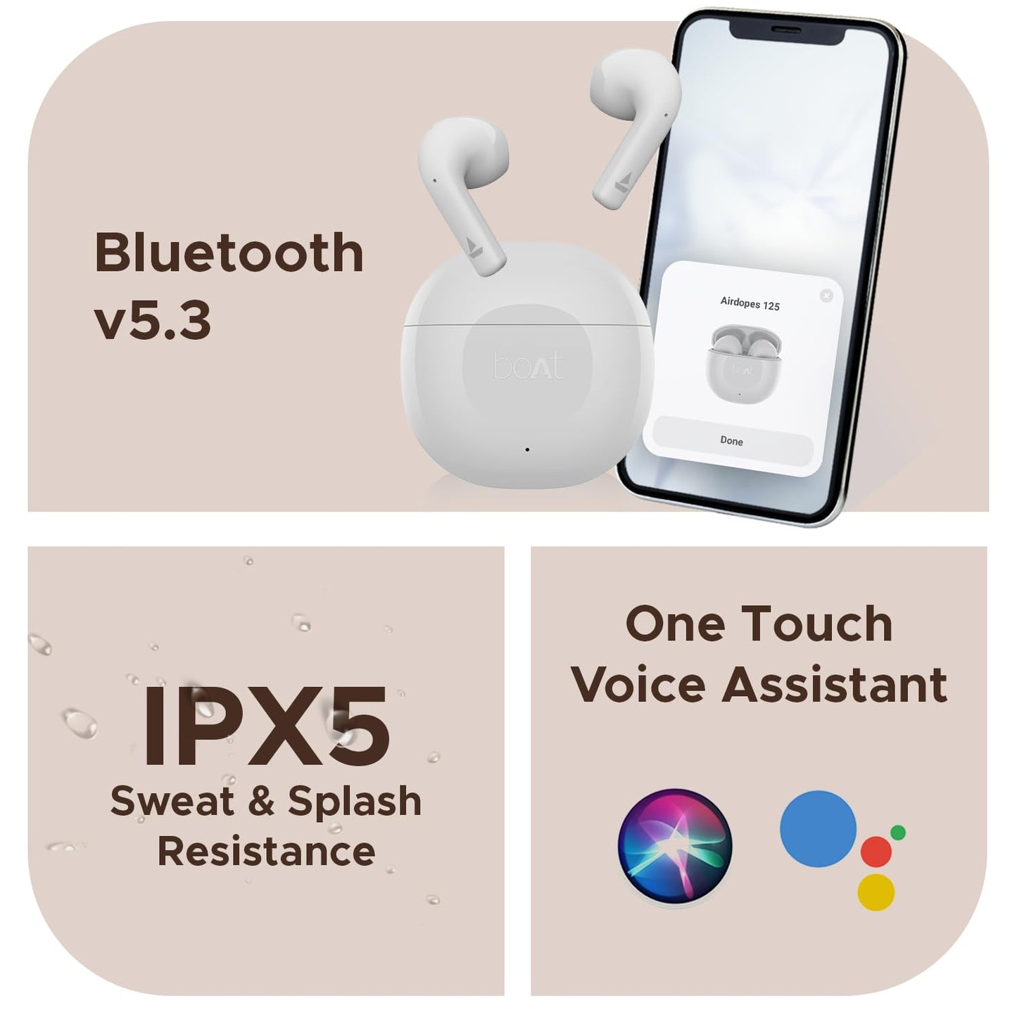 (Open Box) boAt Airdopes 125 TWS Earbuds with 50 hrs Playtime,Quad Mics with ENxᵀᴹ Tech,ASAPᵀᴹ Charging,IWPᵀᴹ Tech, BEASTᵀᴹ Mode with 50 ms Low Latency,BTv5.3, IPX5