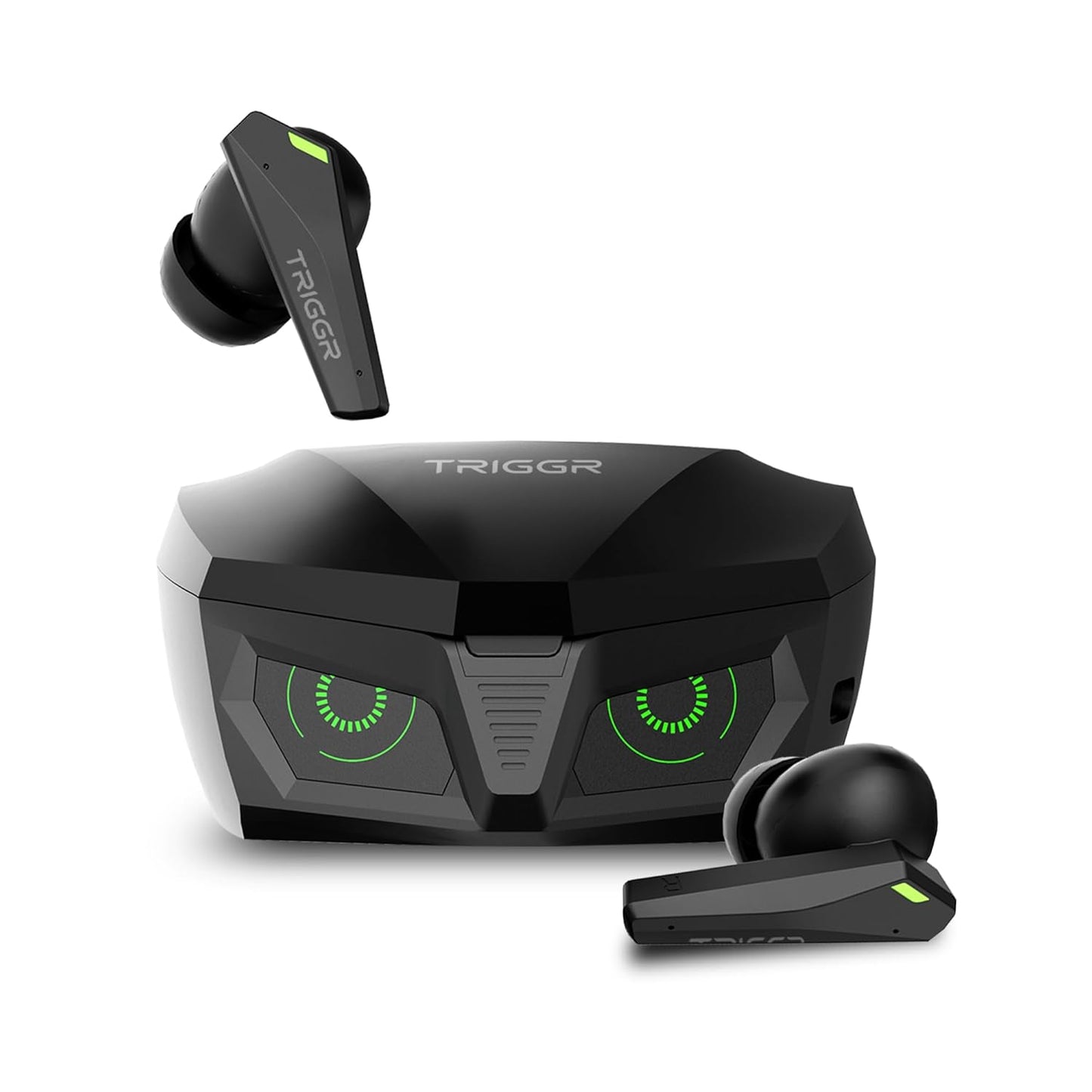 (OPEN BOX) TRIGGR Kraken X1 with Battery Display, 40ms Latency, Quad Mic ENC, 40 Hr Battery, v5.3 Bluetooth Headset (Black, True Wireless)