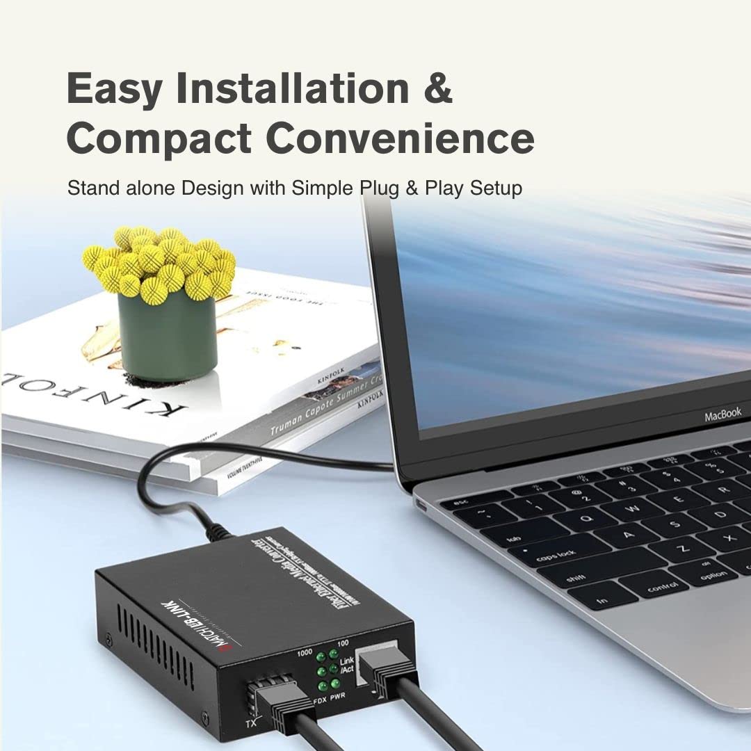 (Open Box)Match LB-Link Gigabit Media Converter 10/100/1000Mbps | Multi-Mode | 10/100/1000 Base-TX to 1000 Base FX | 1 Pair