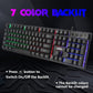 (Open Box) RPM Euro Games Gaming Keyboard Wired 7 Color LED Illuminated & Spill Proof Keys, Black, Medium
