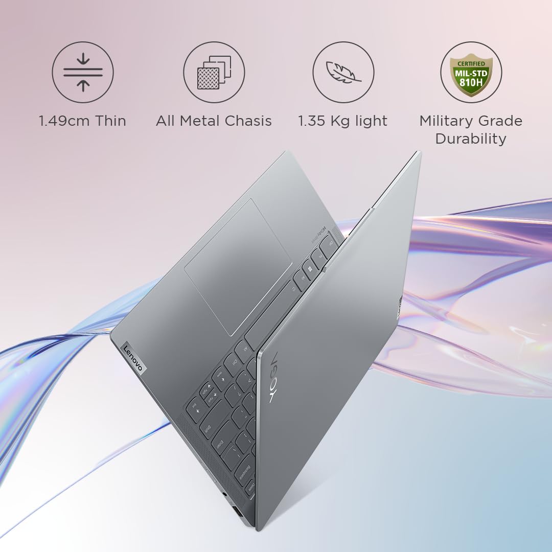 (BRAND REFURBISHED)Lenovo Yoga Slim 6 Intel Evo Core i5 1340P 14"(35.5cm) WUXGA OLED 400Nit Laptop (16GB/512GB SSD/Win 11/Office 2021/Backlit KB/1Yr Warranty/Alexa/3 month Game Pass/Storm Grey/1.35Kg), 82WV005JIN