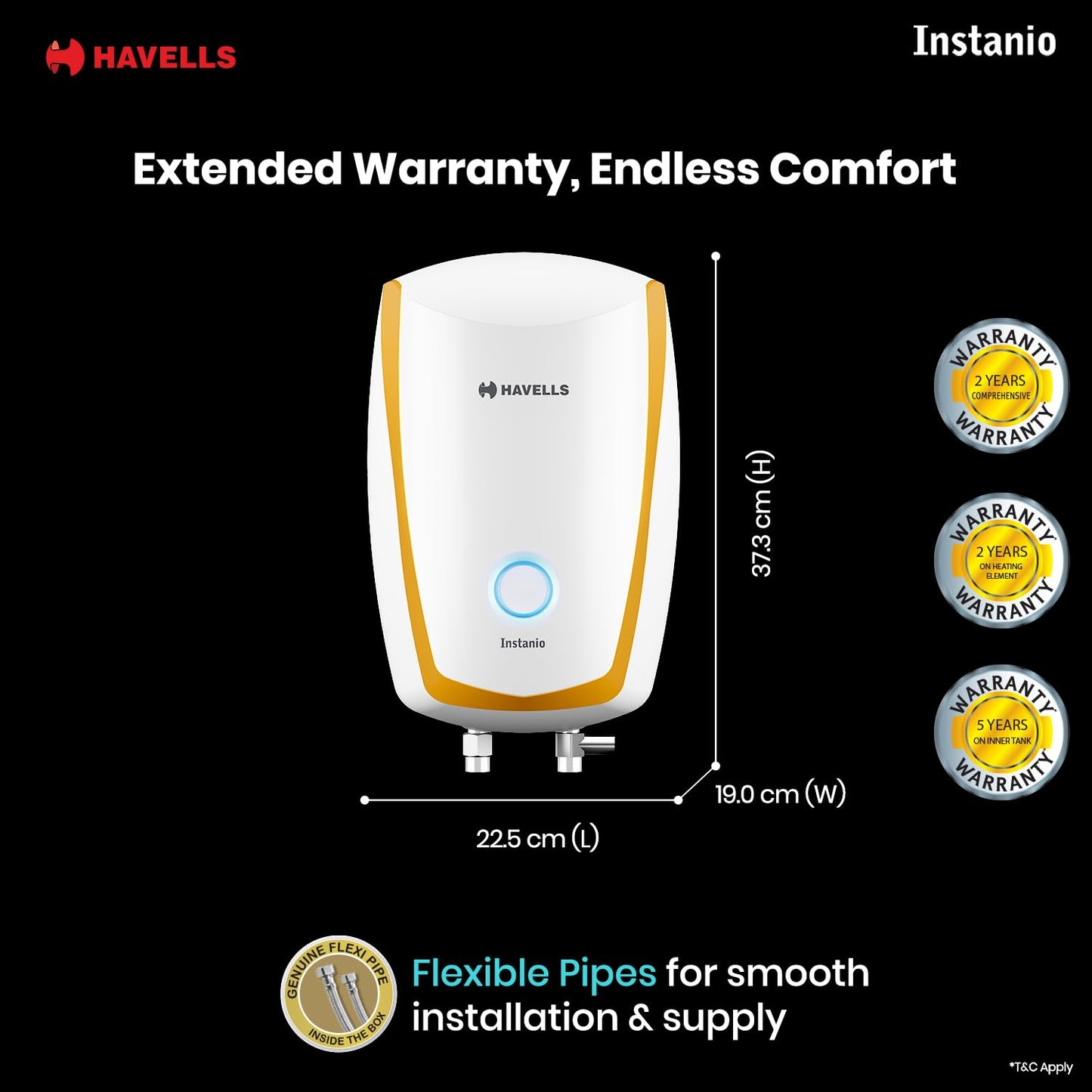 Havells Instanio 3-litre Instant Wall Mounted Water Heater (White/Blue)