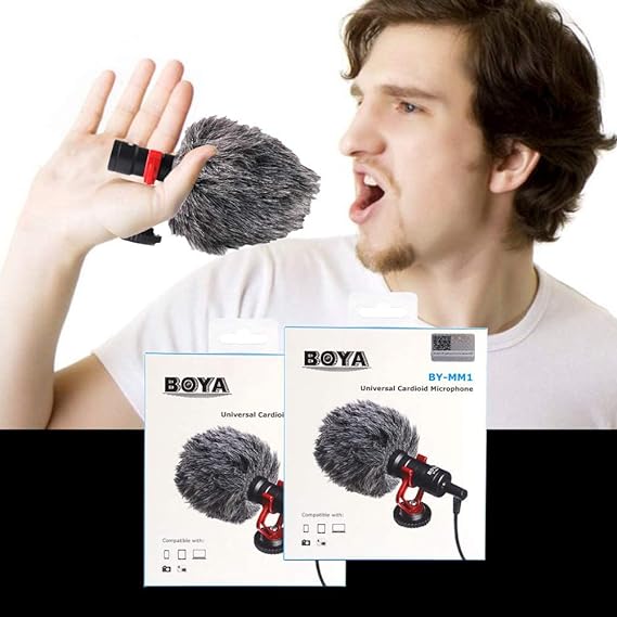 (Open Box) Boya by-MM1 Super-Cardioid Shotgun Microphone with Real Time Monitoring Compatible with iPhone/Android Smartphones, DSLR Cameras Camcorders for Live Streaming Audio Recording
