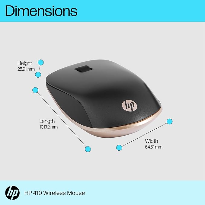 (Open Box) HP 410 Slim Bluetooth Mouse with 1200 DPI Optical Sensor,Ambidextrous Design,Compact Size,Portable, 12 Months Battery Life