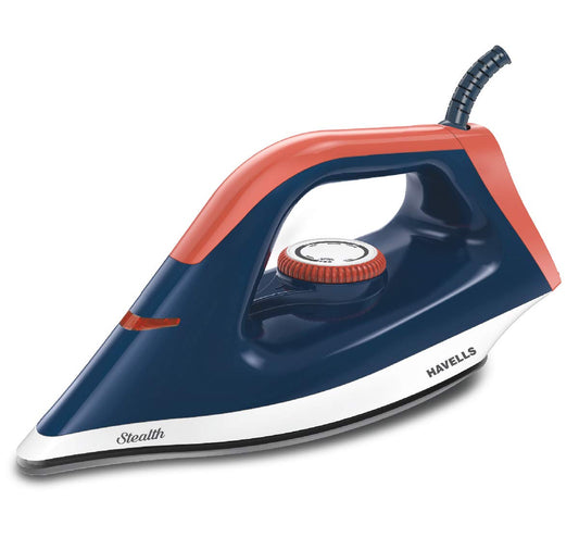 Havells ABS Stealth 1000 Watt Dry Iron With American Heritage Non Stick Sole Plate, Aerodynamic Design, Easy Grip Temperature Knob & 2 Years Warranty. (Blue), 1000 Watts