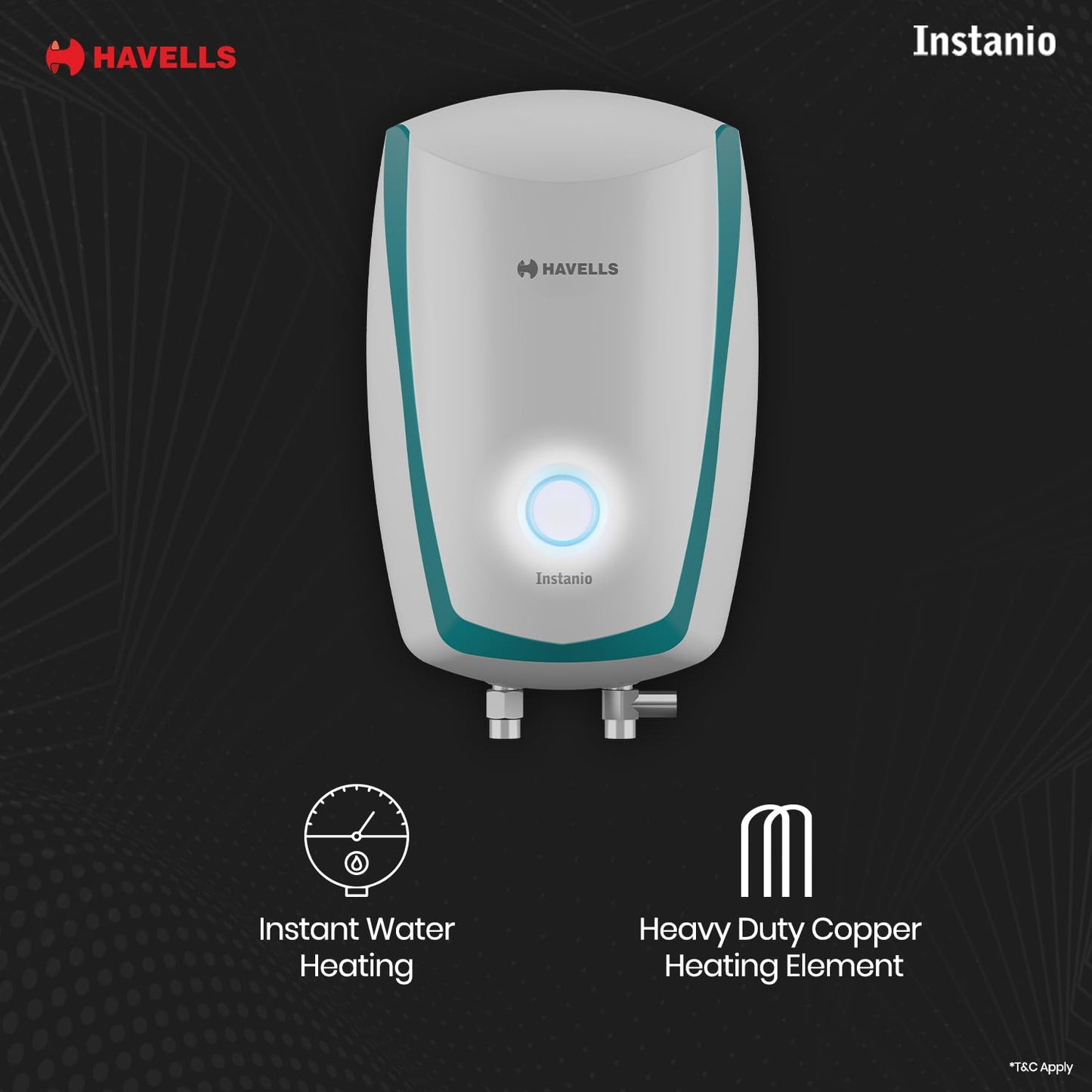 Havells Instanio 3-litre Instant Wall Mounted Water Heater (White/Blue)