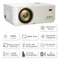 (Open Box) WZATCO Yuva Plus (Upgraded) Native 1080P Full HD Projector with 4K Support, 11700 Lumens, 250" Screen | 5 Watt HiFi Speaker, Bluetooth 5.1 | Slide Lens Door, White