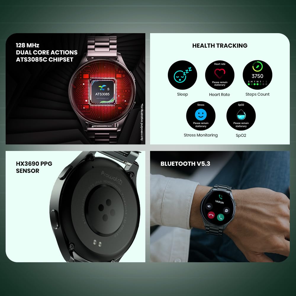 (Open Box) Prowatch X, 1.43" AMOLED, Body Energy, HRV, VO2 Max, Gorilla Glass 3, In-built GPS & ABC Smartwatch  (Grey Strap, 1.43)