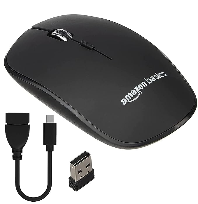 (Open Box) Amazon Basics AmazonBasics Wireless Mouse | 2.4 GHz Connection, 1600 DPI | Type - C Adapter | Upto 12 Months of Battery Life | Ambidextrous Design | Suitable for PC/Mac/Laptop