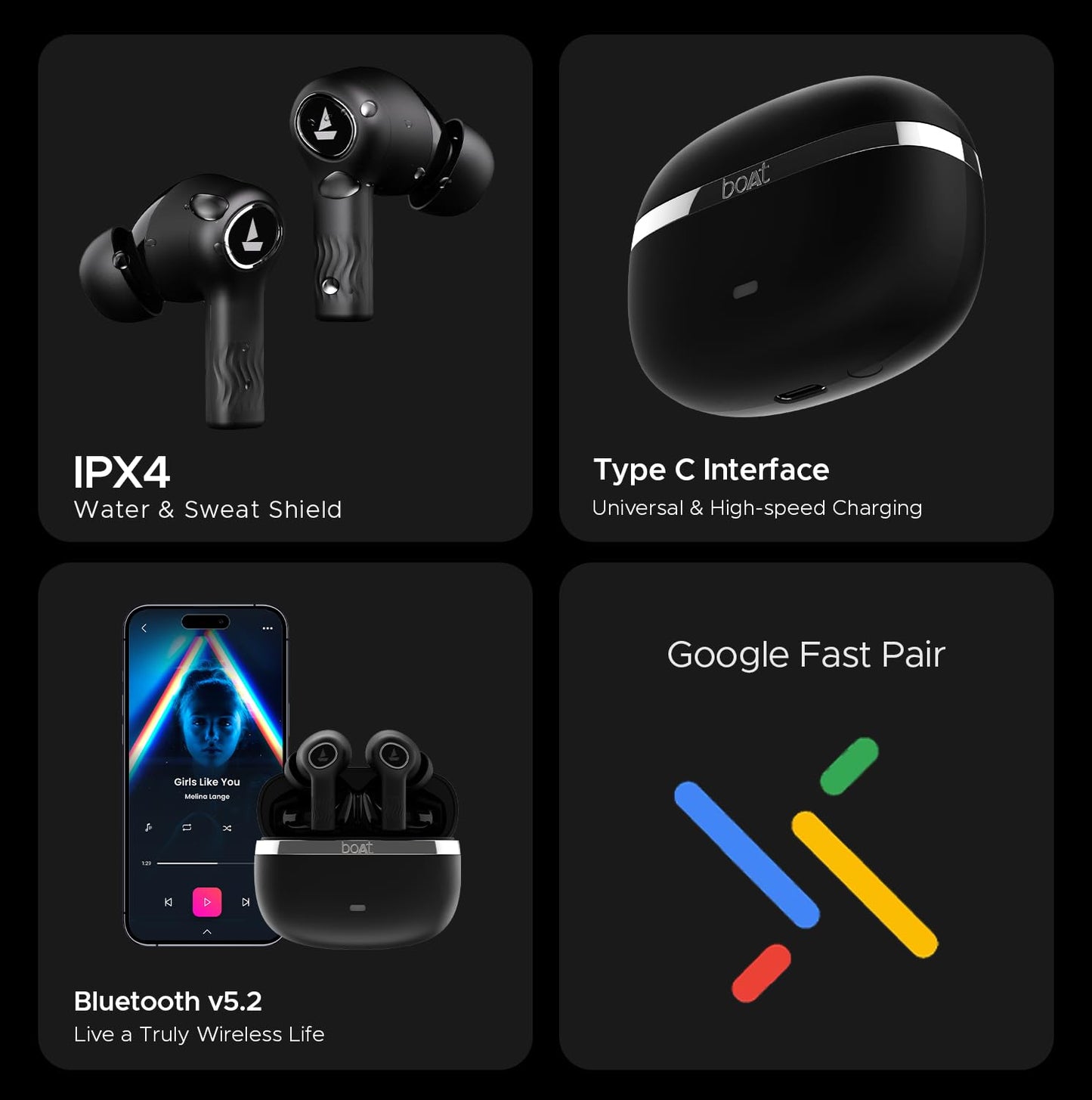 (Open Box) boAt Nirvana Ion ANC 120HRS Battery, Crystal Bionic Sound w/Dual EQ Modes, 4Mics ENx, App Support, Low Latency, IPX4, v.5.2 Bluetooth TWS in Ear Earbuds Wireless Earphones with mic