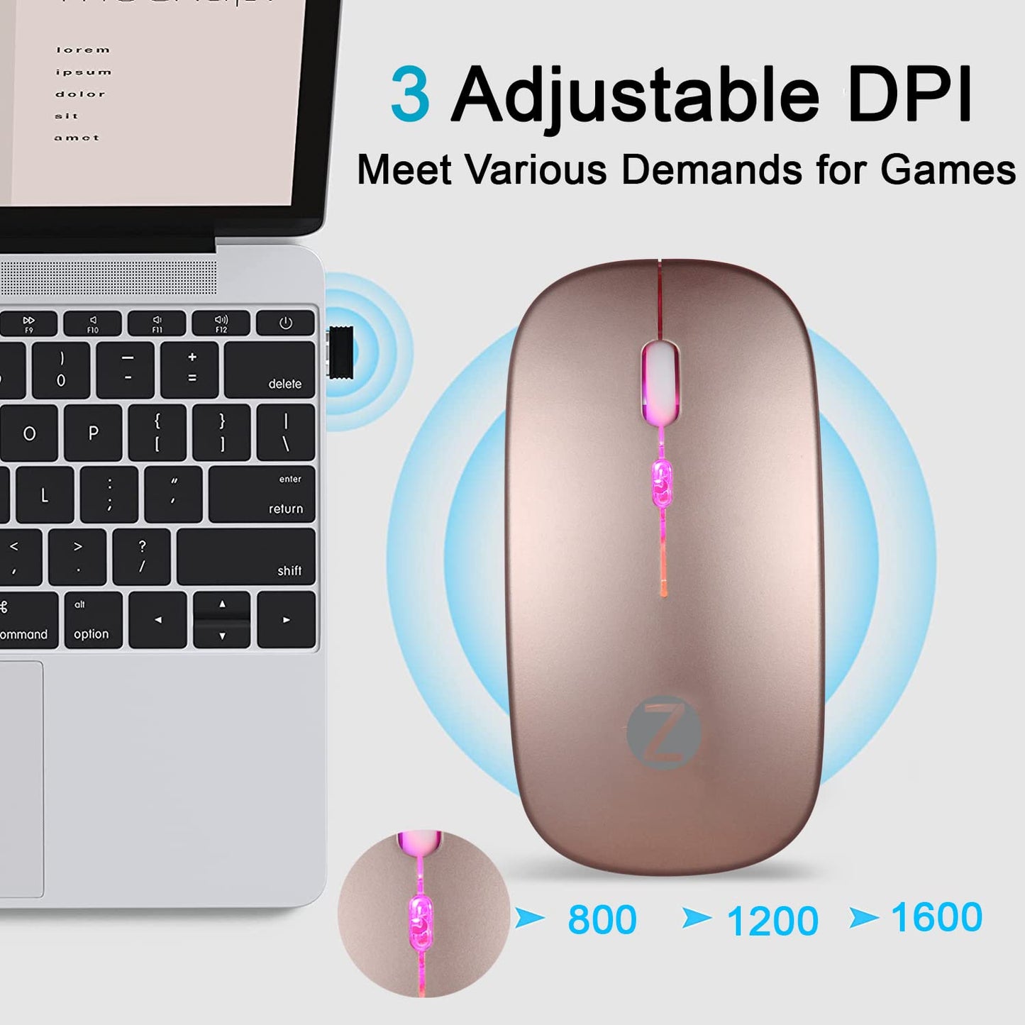 (Open Box) Zoook Blade Wireless Mouse -Rechargeable 7 Colour mice/ RGB Breathing Lights/ 3 DPI Levels/ Auto Shut Down/ Silent Click Technology/ 600 Mah Battery/ Light Weight/ Plug and Play (Black)