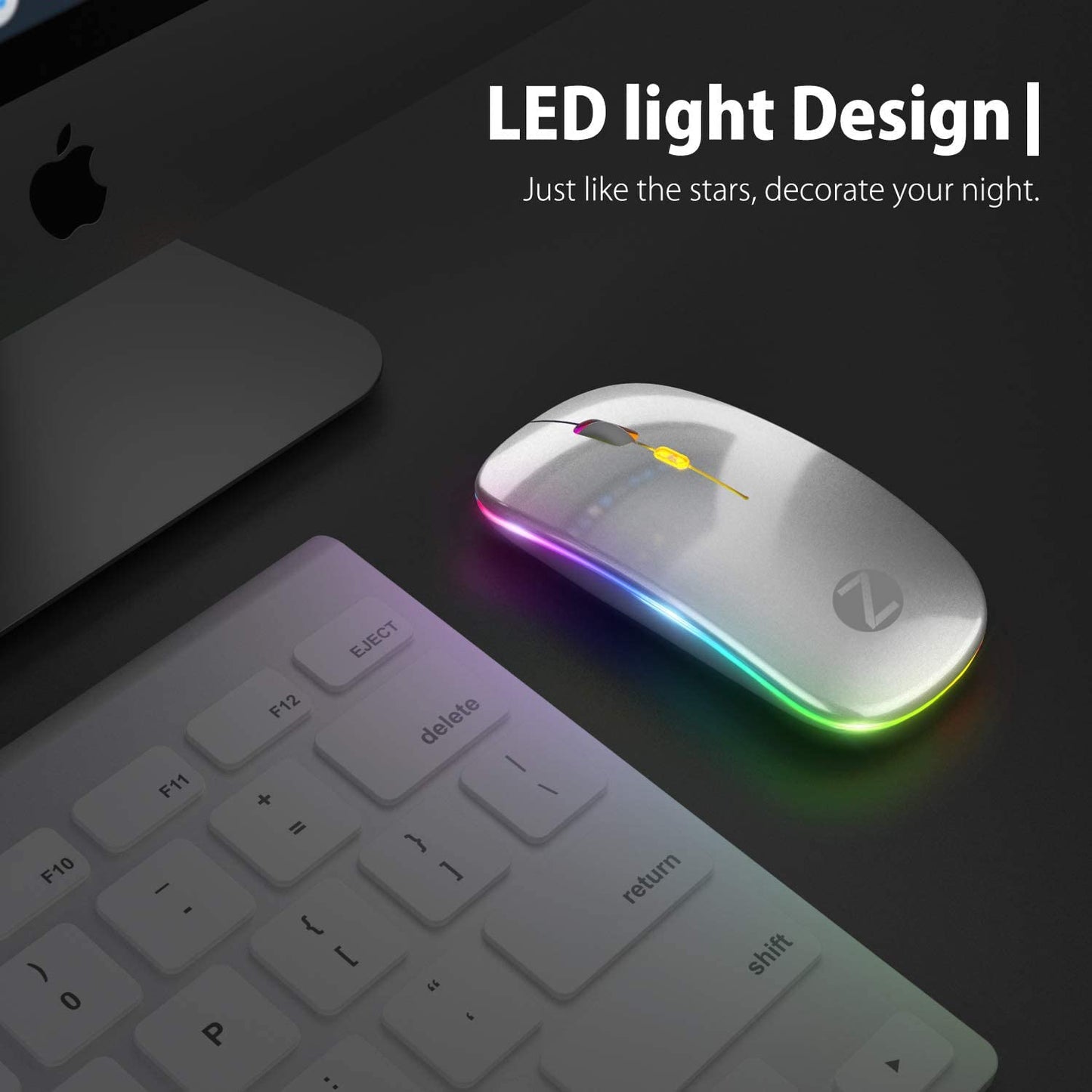 (Open Box) Zoook Blade Wireless Mouse -Rechargeable 7 Colour mice/ RGB Breathing Lights/ 3 DPI Levels/ Auto Shut Down/ Silent Click Technology/ 600 Mah Battery/ Light Weight/ Plug and Play (Black)