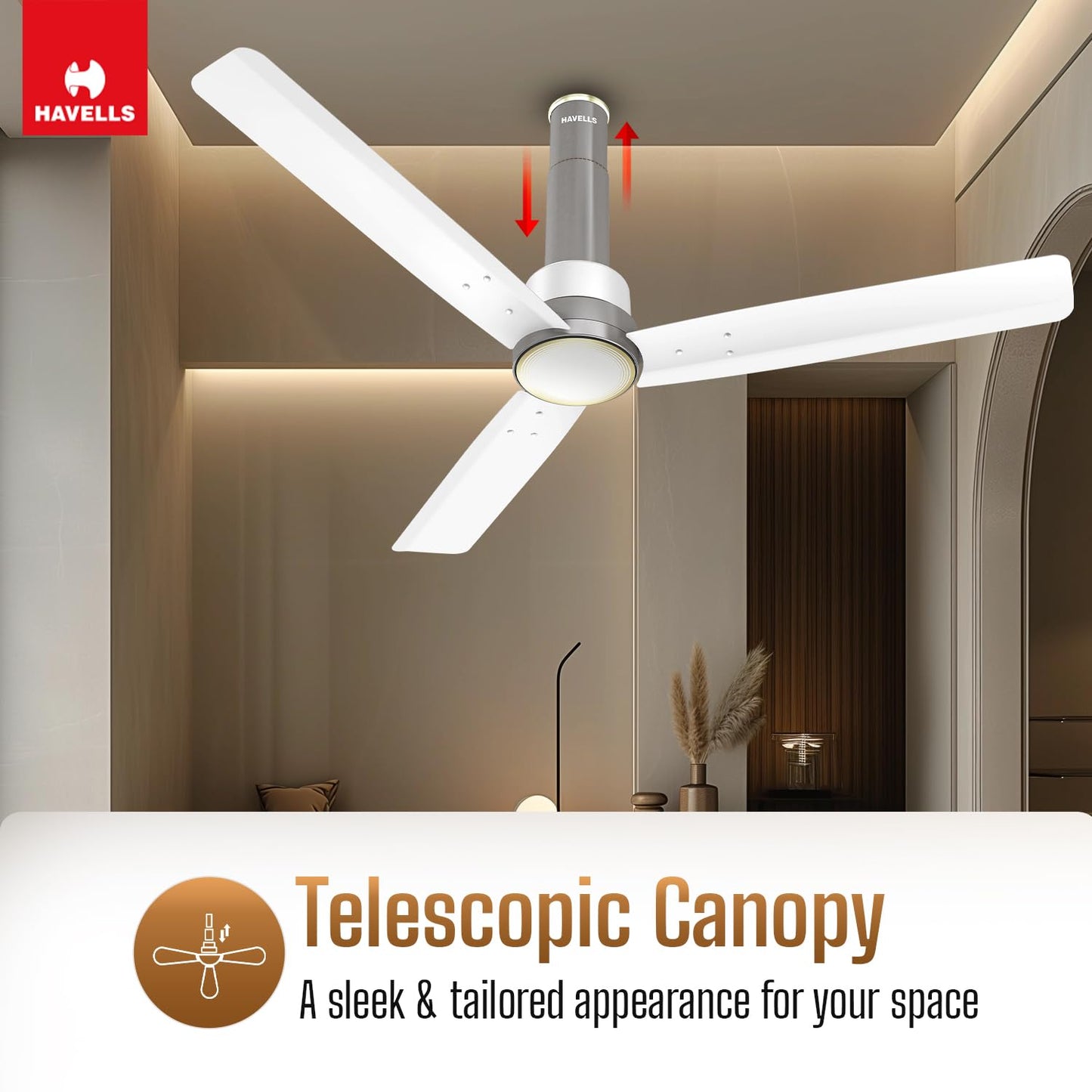 Havells 1200mm Elio BLDC Ceiling Fan | Remote Controlled, High Air Delivery Fan | 5 Star Rated, Upto 60% Energy Saving, 2+1* Year Warranty | (Pack of 1, Smoke Brown)