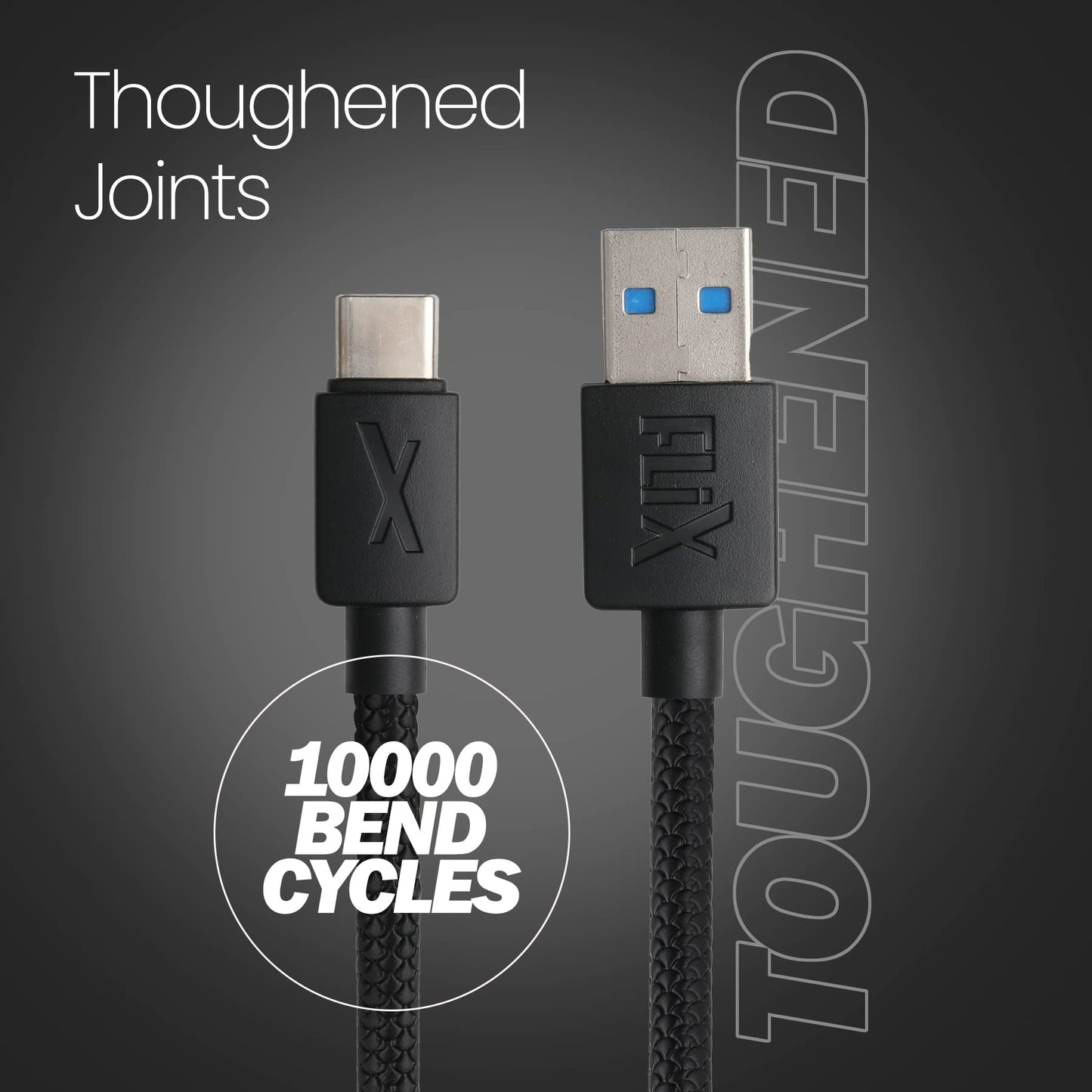 (Open Box)  FLiX (Beetel) USB to Type C PVC Data Sync & 2A Smartphone Fast Charging Cable, Made in India, 480Mbps Data Sync, Tough Cable, 1 Meter Long USB Cable for USB Type C Devices Black XCD-C12