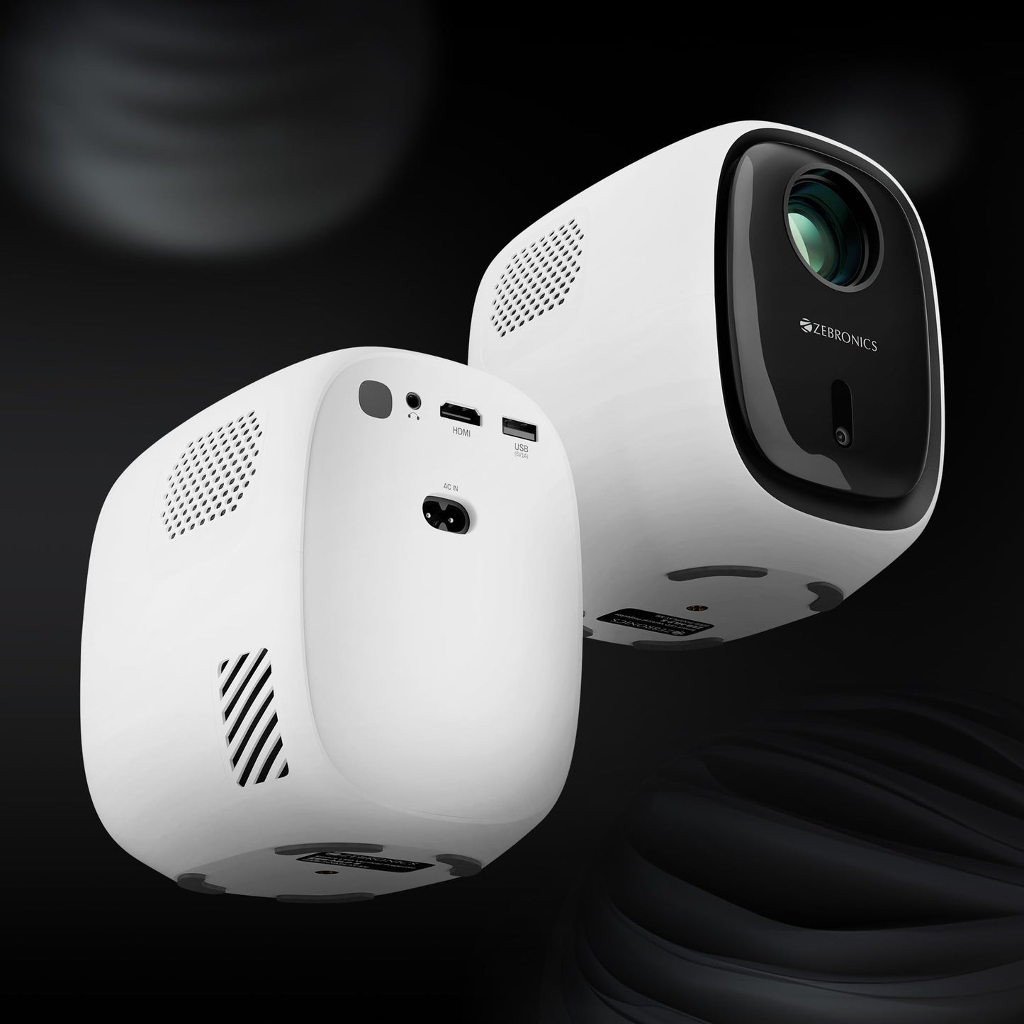 (Open Box) ZEBRONICS PIXAPLAY 53, Smart Vertical Projector, 3500 Lumens, 4K Support, 120 Inch Screen Size, Auto Focus, Auto Keystone, Bluetooth, HDMI, USB, WiFi, 1080p Support, APP Support, Miracast