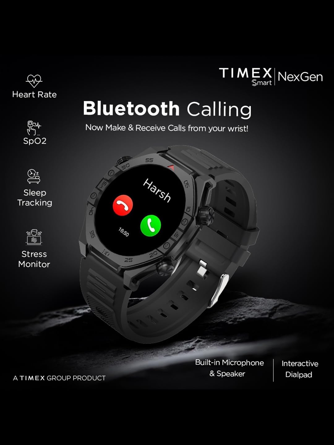 (Open Box) TIMEX Smart NexGen 1.43"(3.6cm) AMOLED Display with Functional Crown and BT Calling Smartwatch for Unisex - TWTXW702T